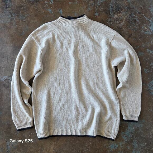 Vintage 90s Cottagecore Sweater Size M Floral Cotton Linen Blend Tan Coquette - Picture 7 of 7